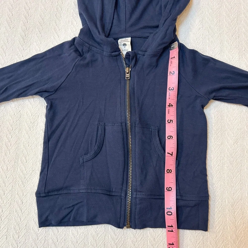 KATE QUINN bundle - navy zip up (6-12m), gray sweater (12-18m), onesie (12-18m)